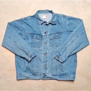 Vintage Wrangler Rugged Wear Denim Trucker Jacket Long Sleeve Size 2XT